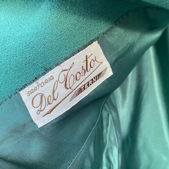 Vintage Green Crepe Car Coat Swing Coat // SIZE S - Picture 9 of 9